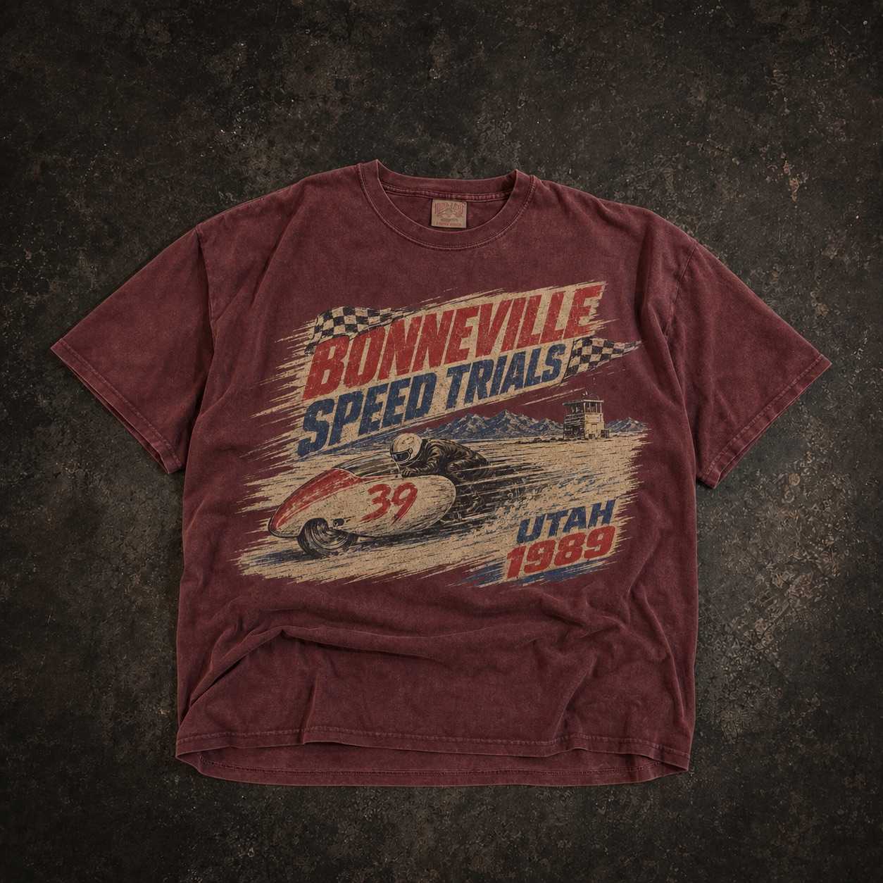 Front of Bonneville Speed Trials 1989 Tee